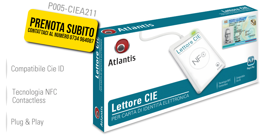 Atlantis Lettore cie 3.0 per carta d'identitÃ€ elettronica italiana  LETTCIED311 8026974022864